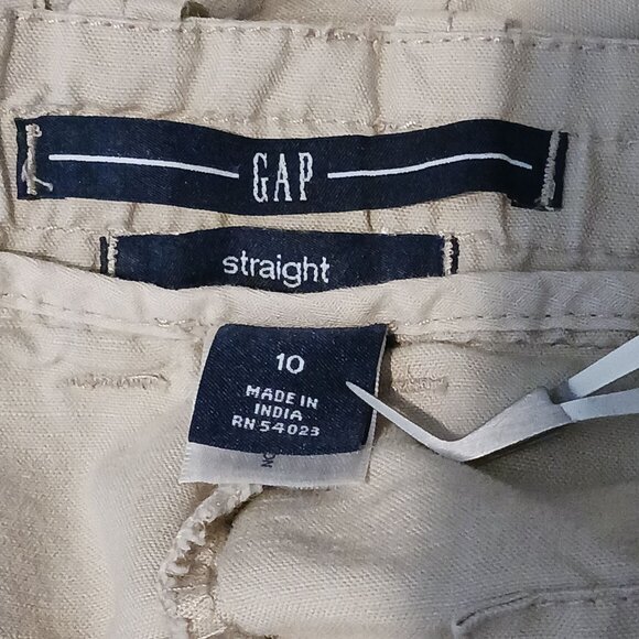 Gap Khaki Linen/Cotton Blend Wide-Leg Cropped Pants w/ Drawstring & Pockets, 10 - Picture 8 of 10